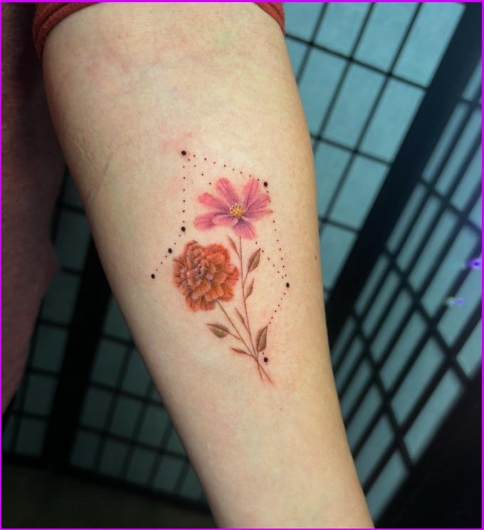 constellation tattoo libra  with flowers