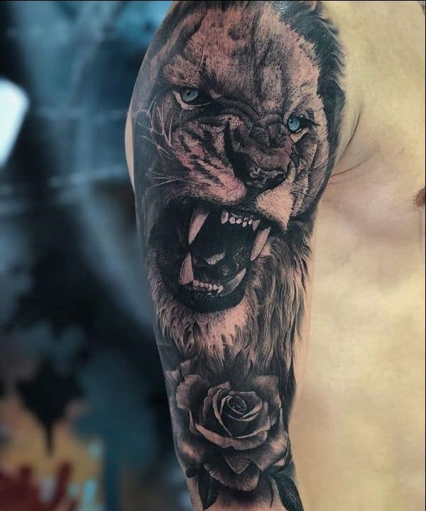 Lion and Rose Tattoo Design by NBRartwork on DeviantArt
