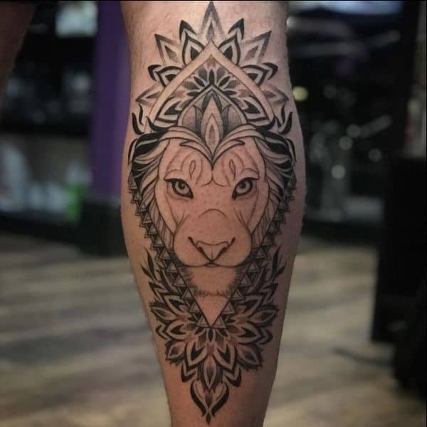 Calf Geometric Lion tattoo at theYoucom