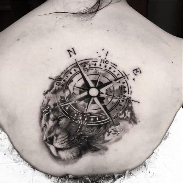 MARYSHARON Black Compass Lion Temporary Tattoo Man Woman Realistic Fake  Tiger Skull Cross Tattoo Sticker Half Sleeve Arm Tattoo  Amazoncomau  Beauty