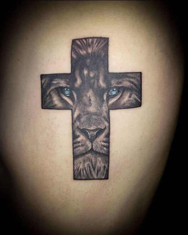 lion cross tattoos