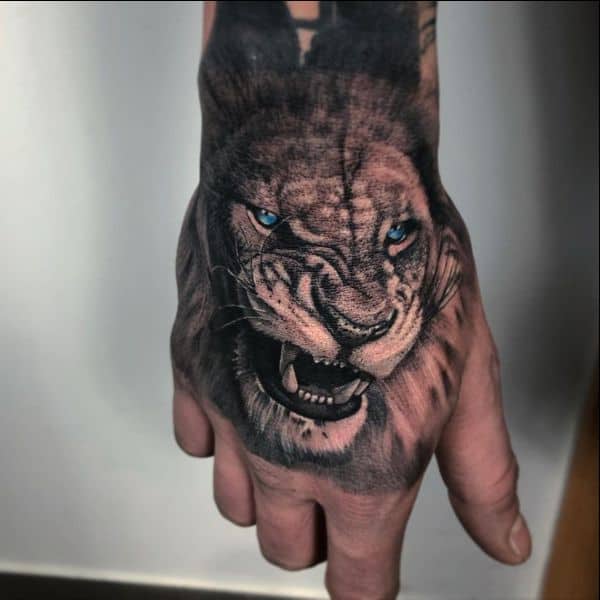 lion heart tattoos on hand