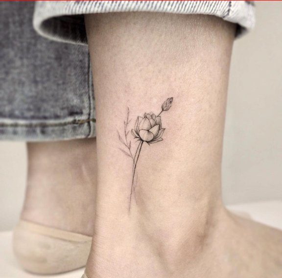 New lotus flower tattoo Small ankle  Flower tattoo on ankle Lotus flower  tattoo Flower tattoo