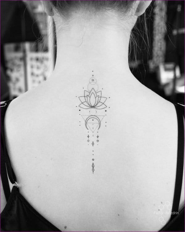 lotus tattoo geometric on back