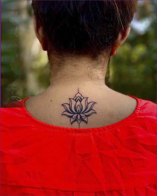 lotus tattoo back of neck