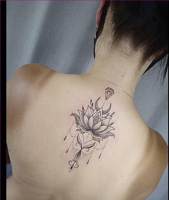 lotus tattoo back of neck