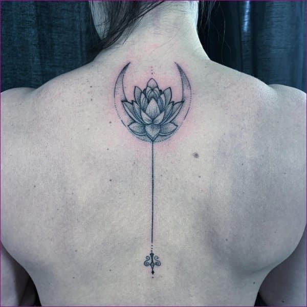 lotus tattoo back with moon