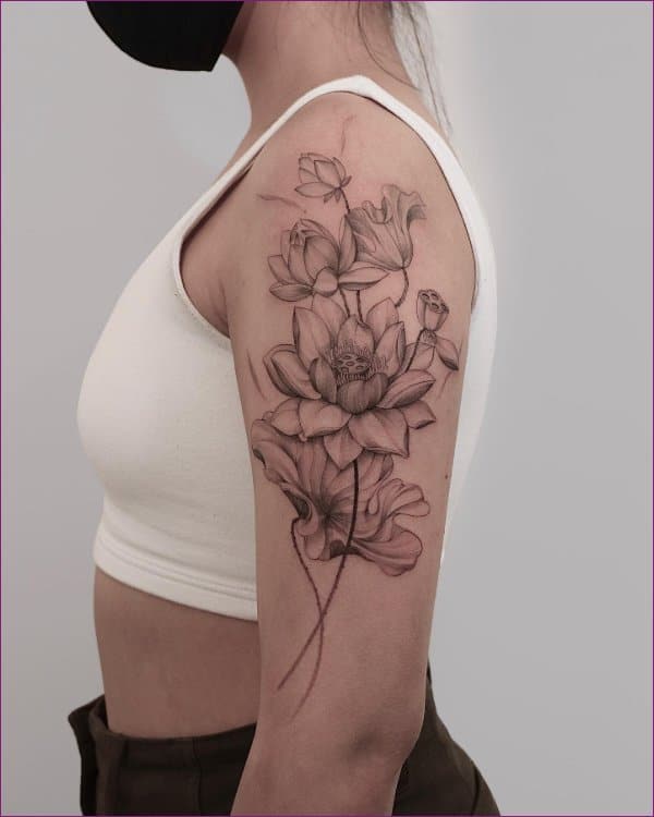 lotus tattoo arm sleeve for women
