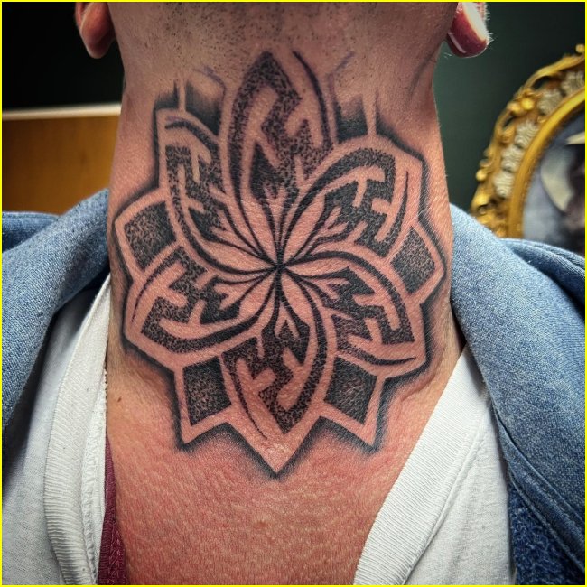 mandala tattoos neck for men