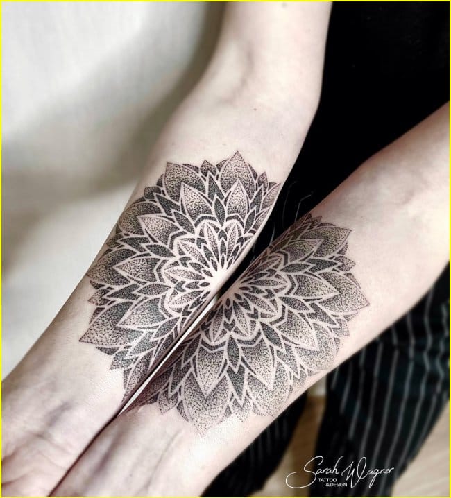 matching couple mandala tattoos