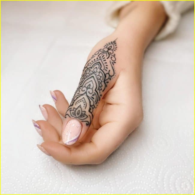mandala tattoos finger small
