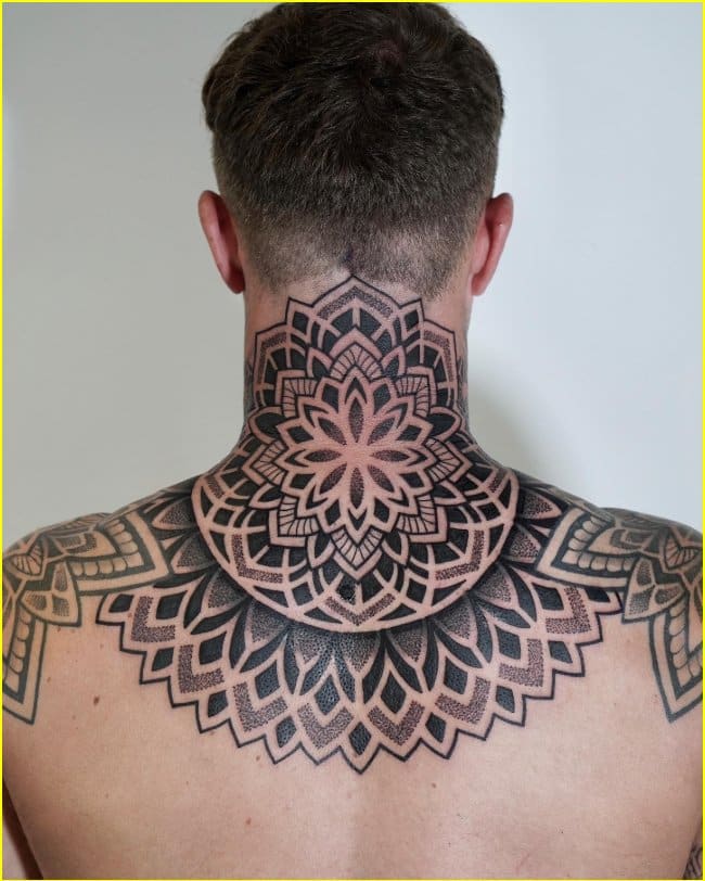 mandala tattoos back of neck