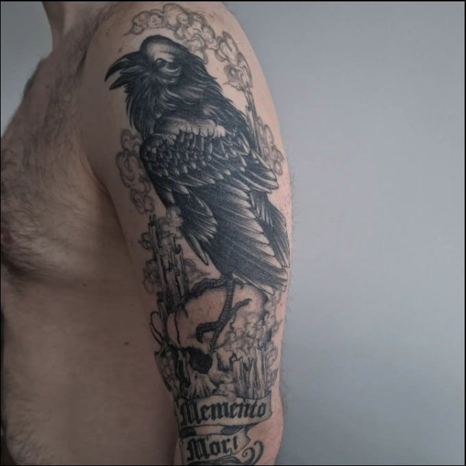 memento mori crow tattoo
