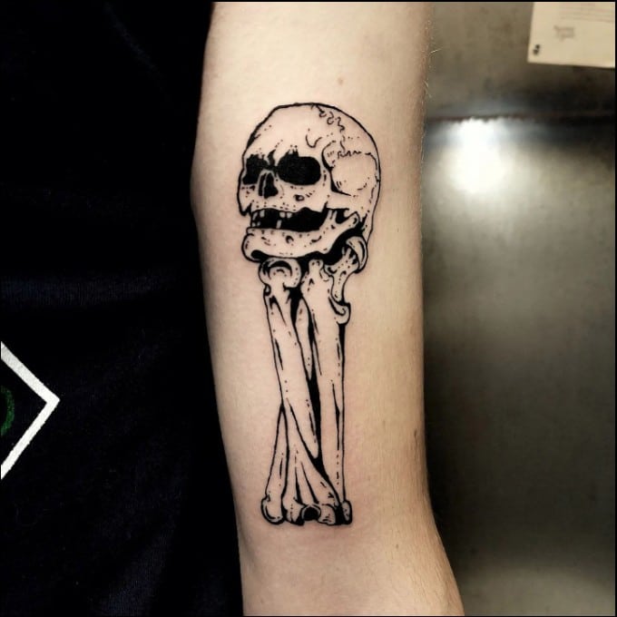 forearm memento mori tattoo 