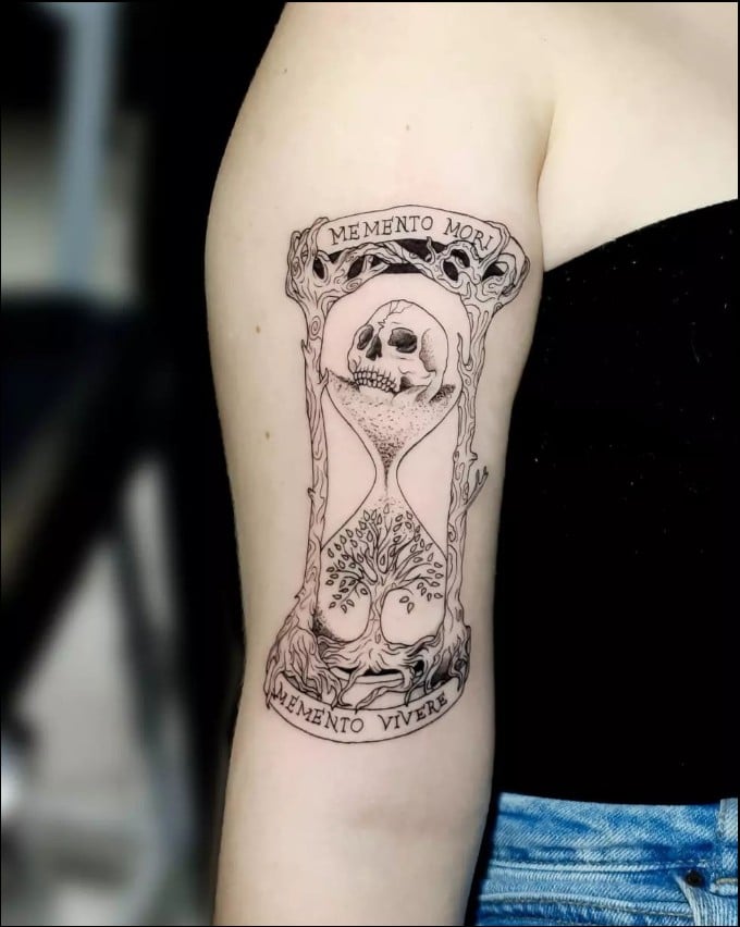 memento mori clock tattoo