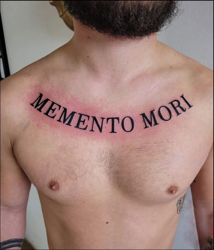 memento motri chest tattoo for men