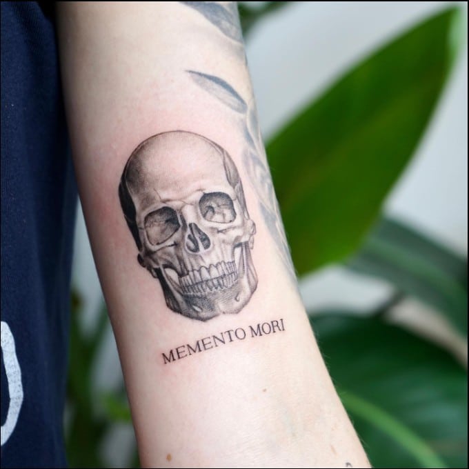 Dotwork Memento Mori Tattoo Idea  BlackInk