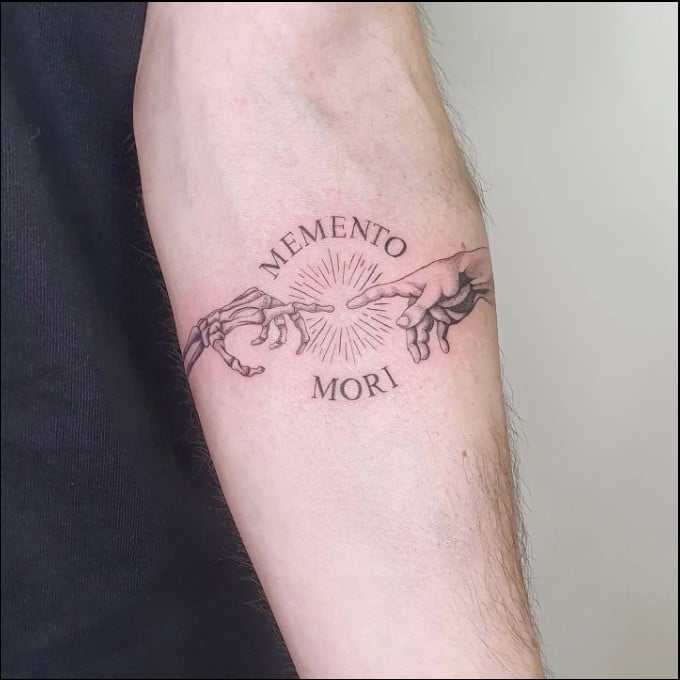 women's memento mori tattoo