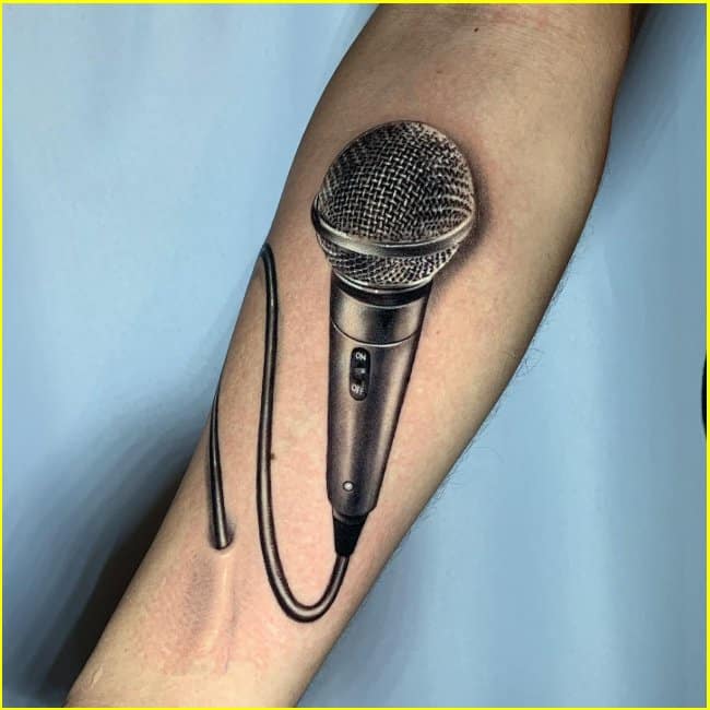 microphone tattoos with wire