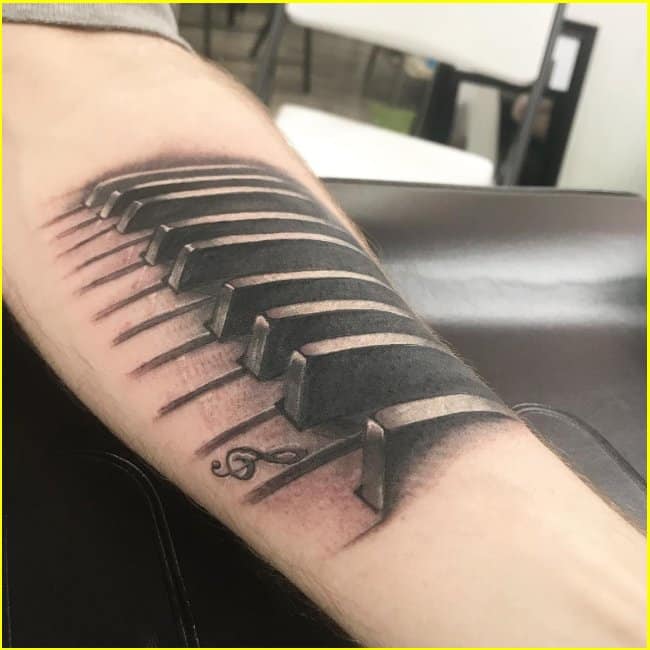 piano 3d keys tattoo