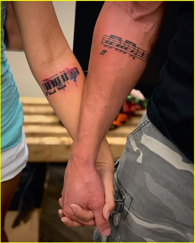 matching couple music tattoos