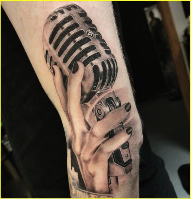 mic tattoos with hand