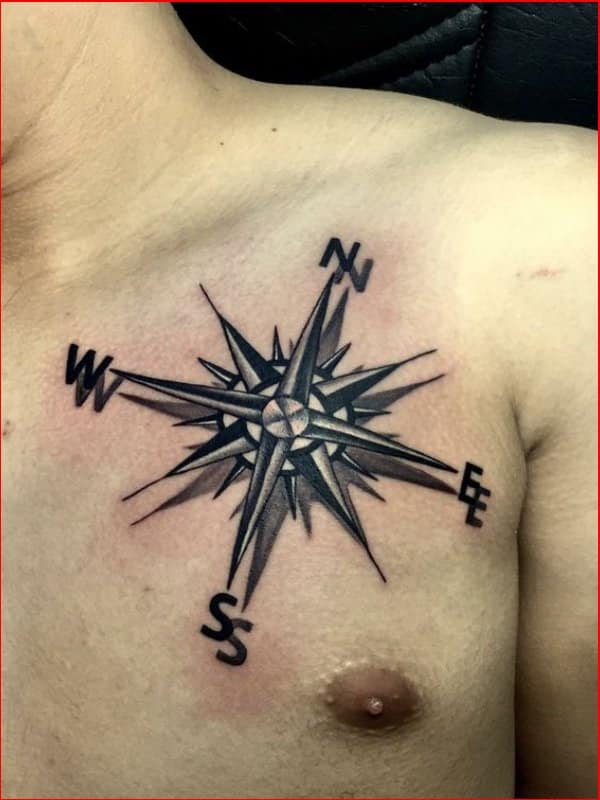 3d nautical star tattoo on chest