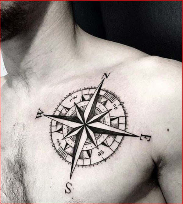 nautical star tattoos on chest for men