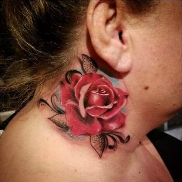 cool rose neck tattoos