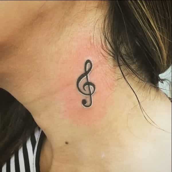 small music symbol neck tattoos