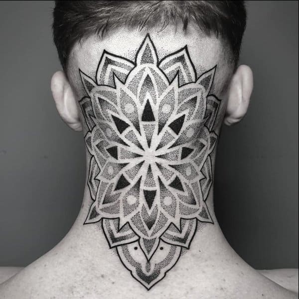 mandala neck tattoos