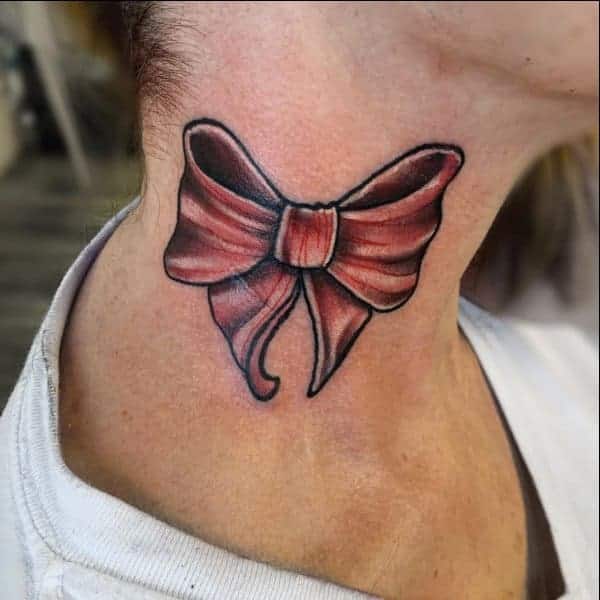 bow neck tattoos for women