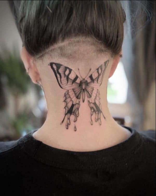 butterfly neck tattoos