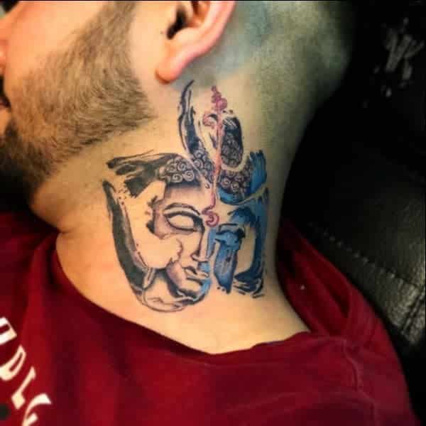 buddha om neck tattoos