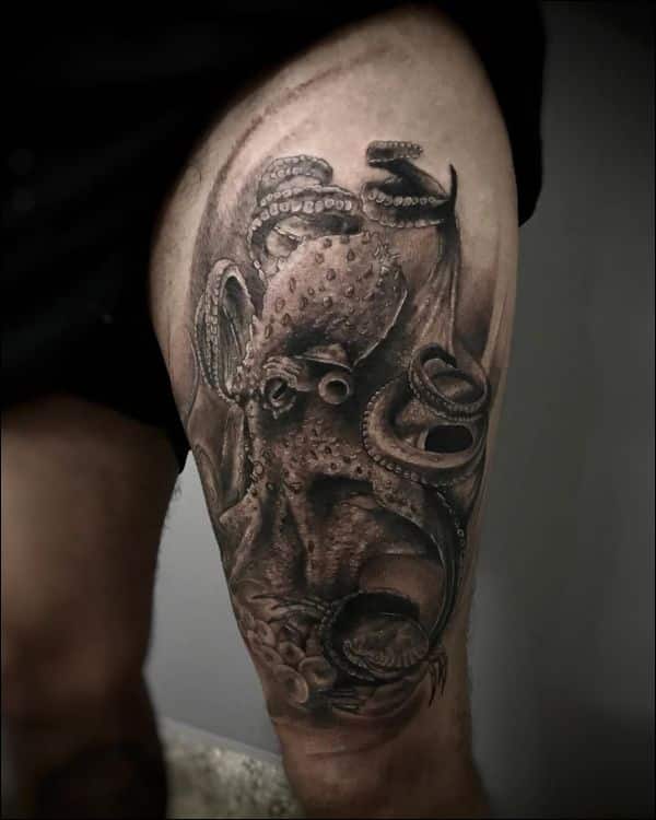 Octopus and Ship Traditional Tattoo by Kike Castillo TattooNOW