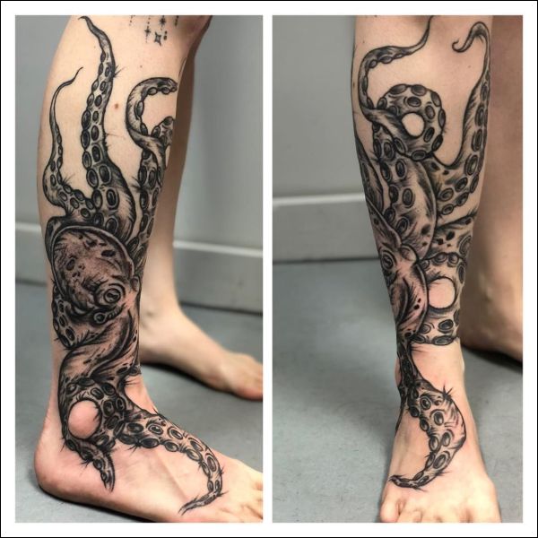 octopus tattoos on leg