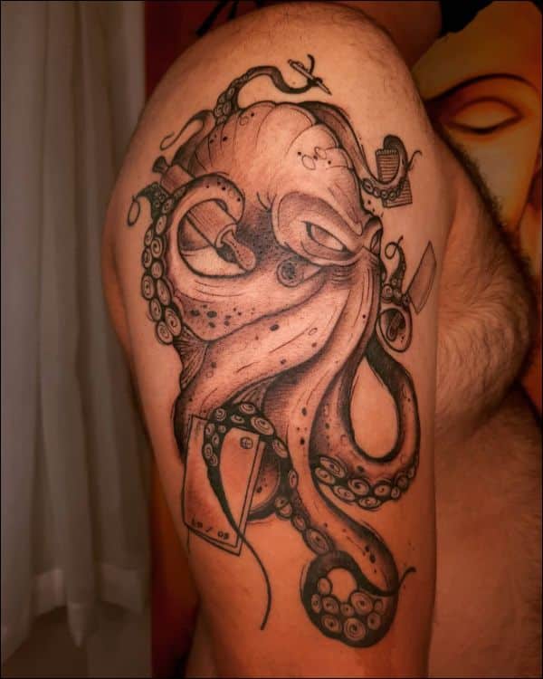 octopus tattoos on shoulder