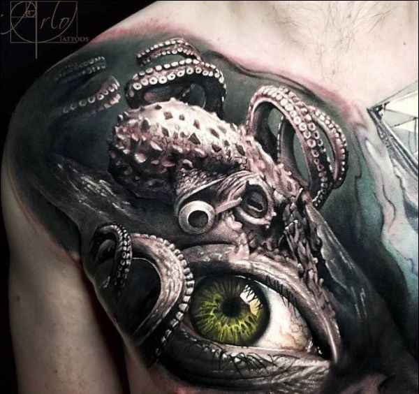 realistic octopus tattoo drawing