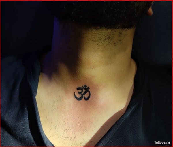 small om tattoo for neck