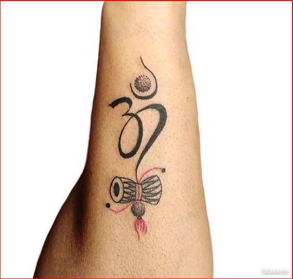 om tattoo design with damru for wrist