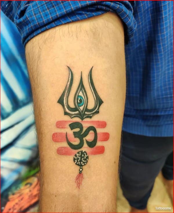 om tattoo design with trishula