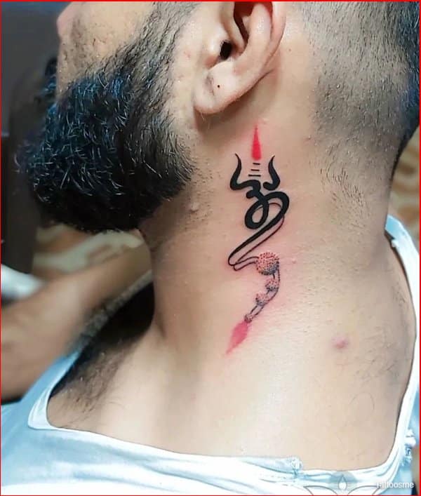 om tattoo on neck