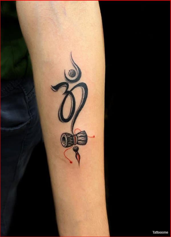 om tattoo design with damru
