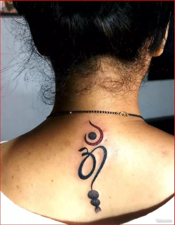 om tattoo design for women's back