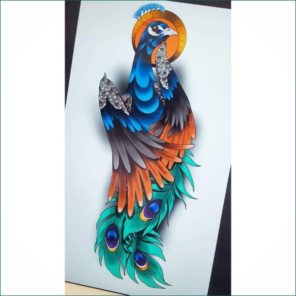 mejor dibujo de boceto de tatuaje de pavo real