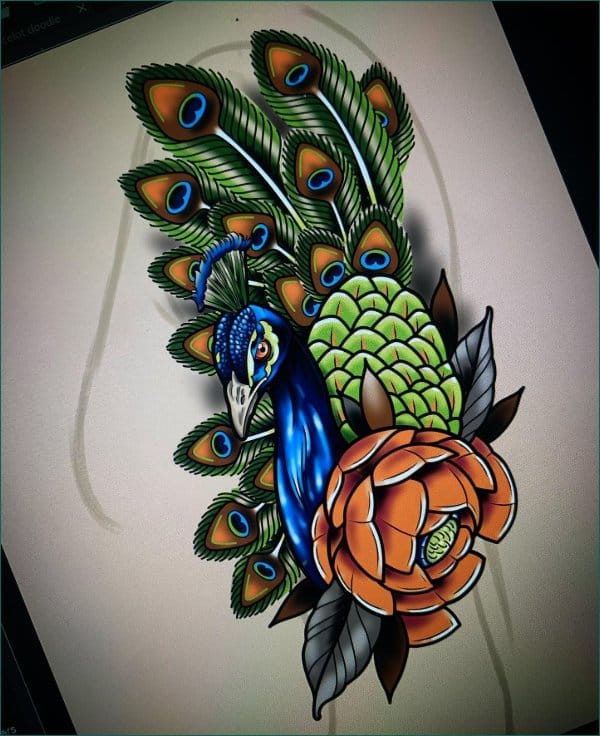 mejor dibujo de tatuaje de pavo real