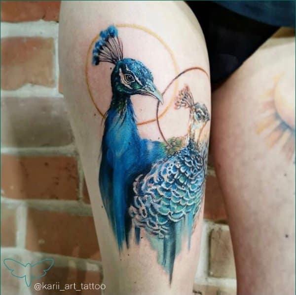 best peacock tattoos for thigh