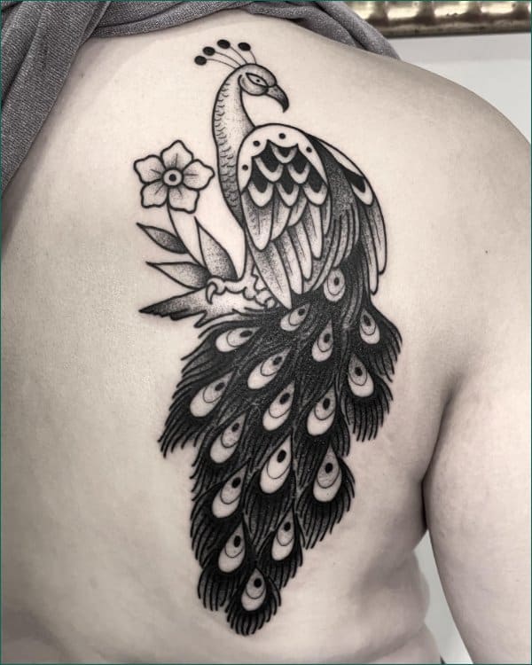 best peacock tattoos on upper back