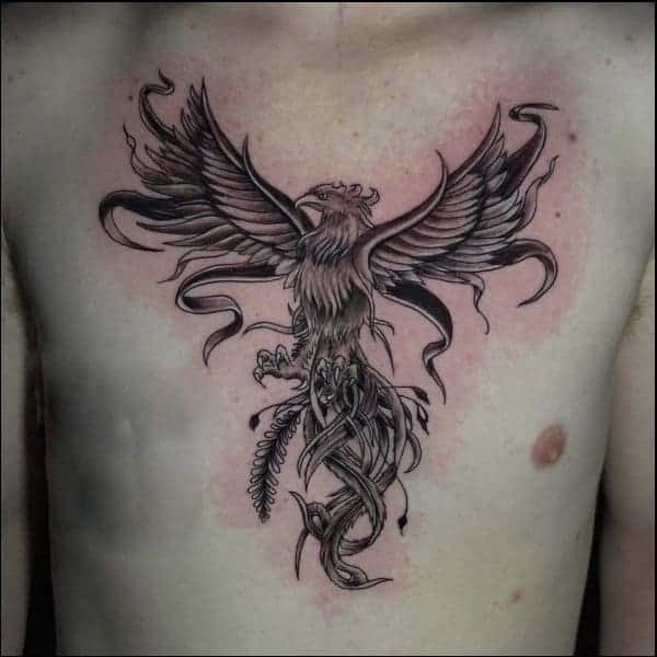 phoenix chest tattoos