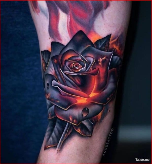fire rose tattoos